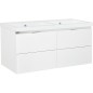 Meuble sous vasque + vasque EPIC blanc brillant, 4 tiroirs 1210x580x510mm