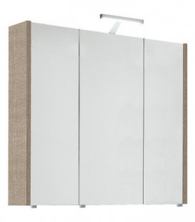 Armoire à glace avec eclairage Meleze marron clair - 3 portes 850x750x188mm