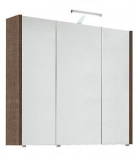 Armoire à glace avec eclairage Meleze marron clair - 3 portes 850x750x188mm