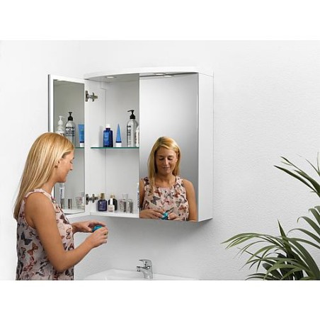 armoire miroir avec éclairage decor blanc 2 portes 700x798x205/340