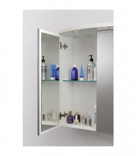 armoire miroir avec éclairage decor blanc 2 portes 700x798x205/340
