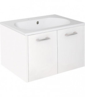 Meuble sous vasque+vasque fonte minerale ENI blanc brillant,2 portes 600x459x500 mm