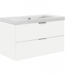 Meuble sous vasque + vasque EPIL blanc brillant 2 tiroirs 860x550x510mm