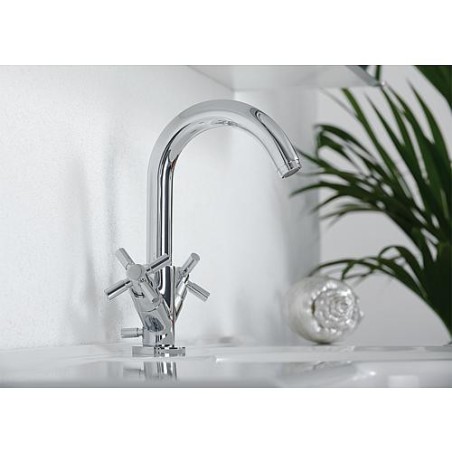 Mélangeur de lavabo Comi avec écoulement, Saillie 138 mm