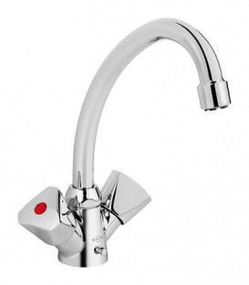 Mitigeur lavabo 2 poignées ETOU Chromé - chainette escamotable saillie 134mm