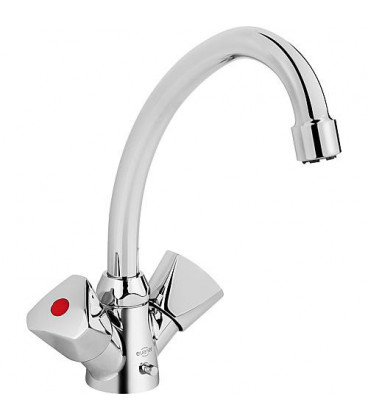 Mitigeur lavabo 2 poignées ETOU Chromé - chainette escamotable saillie 134mm