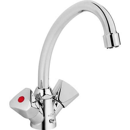 Mitigeur lavabo 2 poignées ETOU Chromé - chainette escamotable saillie 134mm