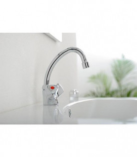 Mitigeur lavabo 2 poignées ETOU Chromé - chainette escamotable saillie 134mm