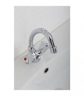 Mitigeur lavabo 2 poignées ETOU Chromé - chainette escamotable saillie 134mm