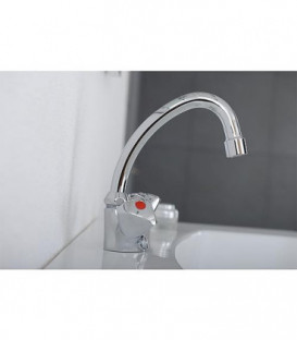 Mitigeur lavabo 2 poignées ETOU Chromé - chainette escamotable saillie 134mm