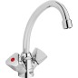 Mitigeur lavabo 2 poignées ETOU chromé chainette escamotable saillie 134 mm