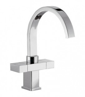 Mitigeur lavabo monotrou chromé SKYLINE hauteur 300 mm bec  :  205 mm avec garnit écoulement - 2 poignées