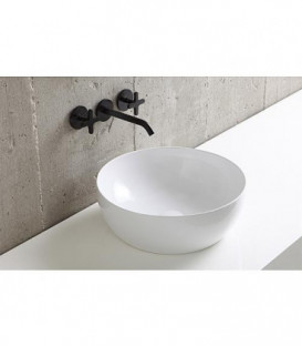 Vasque a poser Clas + 400x400mm, en céramique, blanc sans trou de robinet