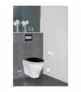 Abattant WC Preto universel charniere en inox, couleur: noir/blanc, Duroplast