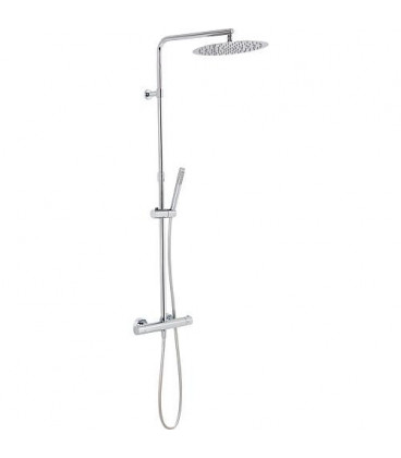 Colonne de douche ENZAN chrome pomme de douche et douchette baton avec mitigeur thermostatique