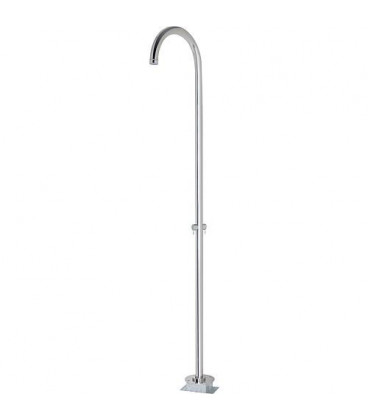 Colonne de douche EKTA, H: 2285mm, DN15 (1/2"), raccord sol avec 2 vannes arret, inox poli