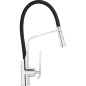 Mitigeur d'evier BUERO chrome flexible de douche en noir, entraxe 186mm