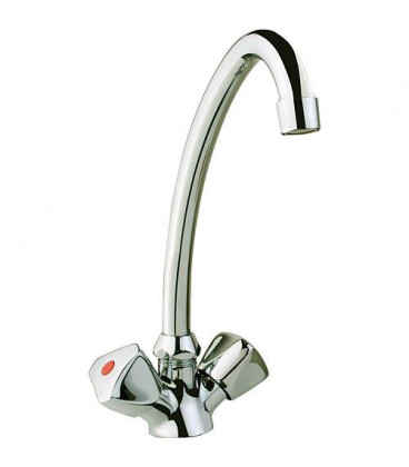 Mitigeur lavabo 2 poignées ETOU bec orientable, chromé saillie 204mm