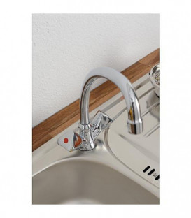 Mitigeur lavabo 2 poignées ETOU bec orientable, chromé saillie 204mm