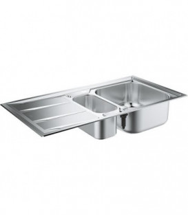 GROHE Evier inox K400 60-S 1,5 bac avec egouttoir Lxl: 983x513mm