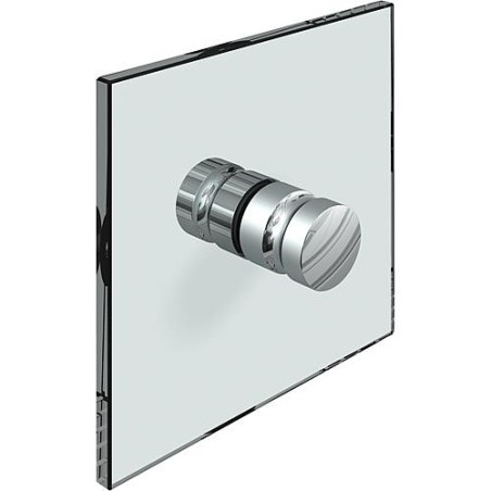 Bouton porte en verre bilatéral chromé brillant, trou verre 12 mm, épaisseur 6-12 mm