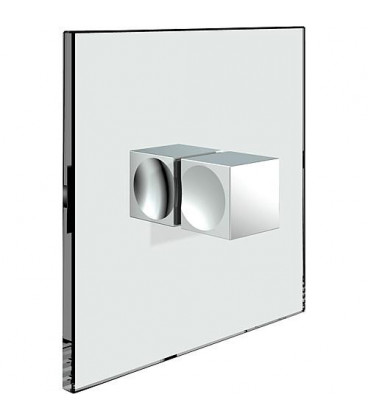 Bouton porte en verre d'angle, bilatéral chromé brillant, trou verre 14mm, épaisseur 6-10 mm