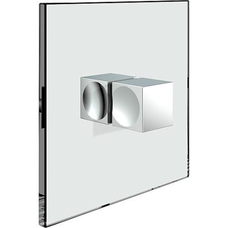 Bouton porte en verre d'angle, bilatéral chromé brillant, trou verre 14mm, épaisseur 6-10 mm