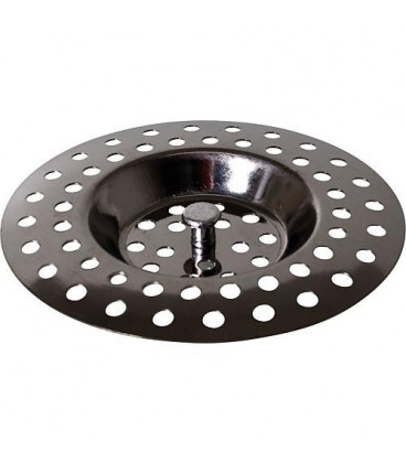 Tamis d'ecoulement en inox Soupape d'ecoulement douche-baignoire avec poignee. de dessus diam. 80 mm