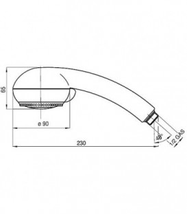 BP A 004 HB(PRINCE S) douchette DN15 (1/2"), 3 jets, diam. 90 mm chrome