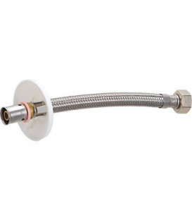 Flexible wc femelle 3/8" pour PER a sertir d : 12mm avec rosace