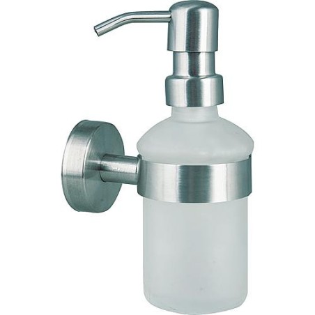 Distributeur de savon serie Axial verre satiné,inox mat avec fixation