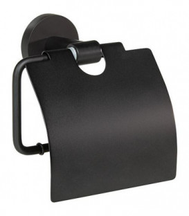 WC-Porte rouleau Eldrid nero laiton, noir, avec couvercle fixation incluse
