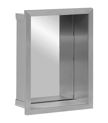 Niche murale avec panneau arriere miroir, profondeur 100 mm lxh : 235x325 mm