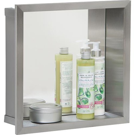 Niche murale avec panneau arriere miroir, profondeur 100 mm lxh : 325x325 mm