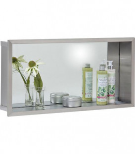 Niche murale avec panneau arriere miroir, profondeur 100 mm lxhx : 625x325 mm