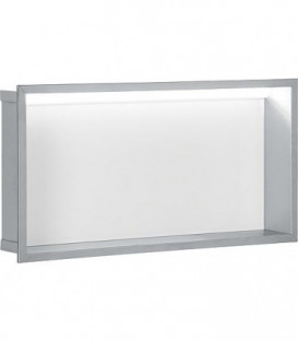 Niche mural, paroi vitree blanche profondeur 100mm, lxh: 625x325mm avec eclairage LED