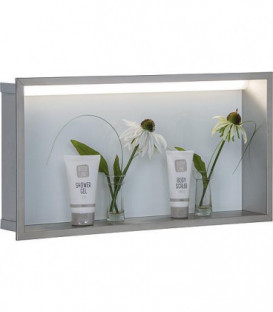 Niche mural, paroi vitree blanche profondeur 100mm, lxh: 625x325mm avec eclairage LED