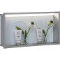 Niche mural, paroi vitree blanche profondeur 100mm, lxh: 625x325mm avec eclairage LED