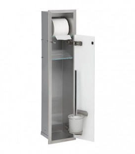 Niche murale WC, 1 porte blanche verr 1 casier dérouleur, 1 casier vide lxh : 180x825 mm Ouverture droite