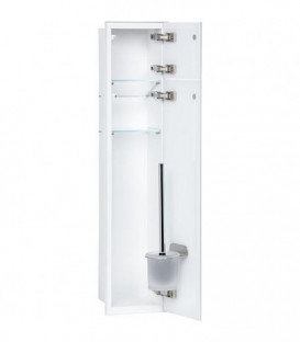 Niche mural WC, interieur blanc 2x portes vitrees blanches,2 etag. lxh:180x825mm, butee droite