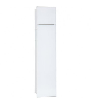 Niche mural WC, interieur blanc 2 portes vitrees blanches,2 etageres lxh:180x825mm, butee gauche