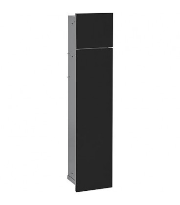 Niche murale WC, 2 portes noires verres, 1 casier dérouleur+1 casier lxh : 180x825 mm ouverture gauche