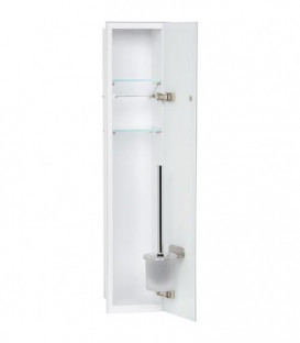 Niche mural WC, interieur blanc 1xporte vitree blanc,2 etageres lxh:180x825mm, butee gauche