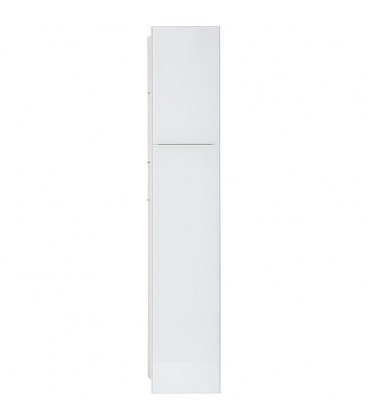 Niche mural WC, interieur blanc 2xportes vitrees blanches, 2 etageres,lxh:180x975mm,butee droite