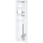 Niche mural WC, interieur blanc 2xportes vitrees blanches, 2 etageres,lxh:180x975mm,butee droite