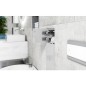 Niche mural WC, interieur blanc 2xportes vitrees blanches, 2 etageres,lxh:180x975mm,butee droite