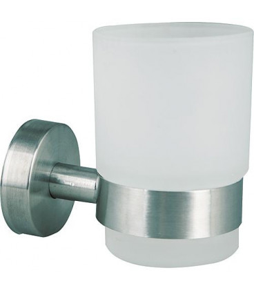 Gobelet en verre Axial verre satiné, inox mat avec fixation