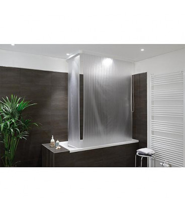 Kit rideau d'angle de douche (lxp) 1320x560 mm EMAGA Rideau Milky, 100% Vinyle