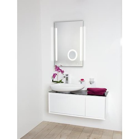 Miroir Earline + eclairage variable + miroir cosmetique, 2 interrupt. sensitifs, 600x800mm, 11,5W