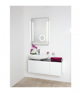 Miroir Earline + eclairage variable et miroir cosmetique, 2 interrupt. sensitifs, 800x800mm, 11,5W